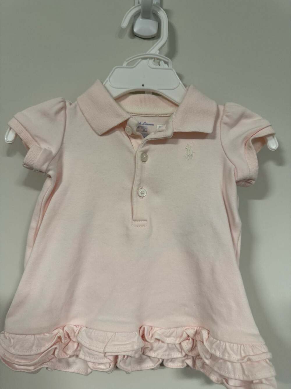 Ralph Lauren Baby Girls Pink Ruffled Polo Dress and Bloomer Set